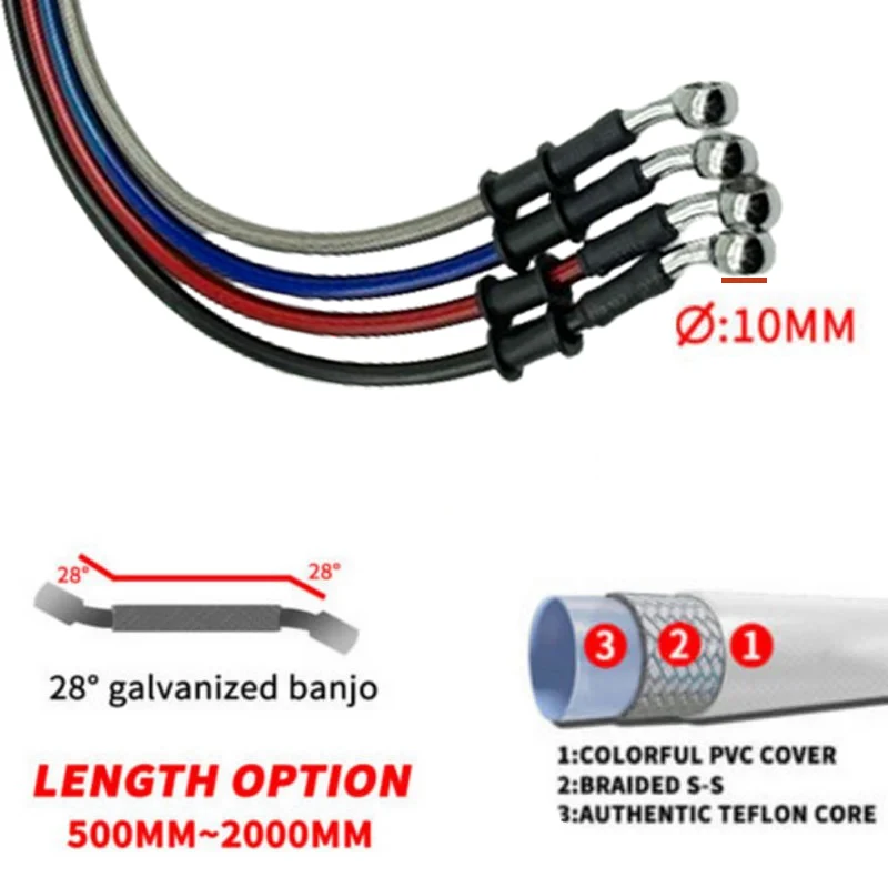 Prata 30cm a 220cm 28 °   10mm - Motorcycle Brake Cable avaliação e preço