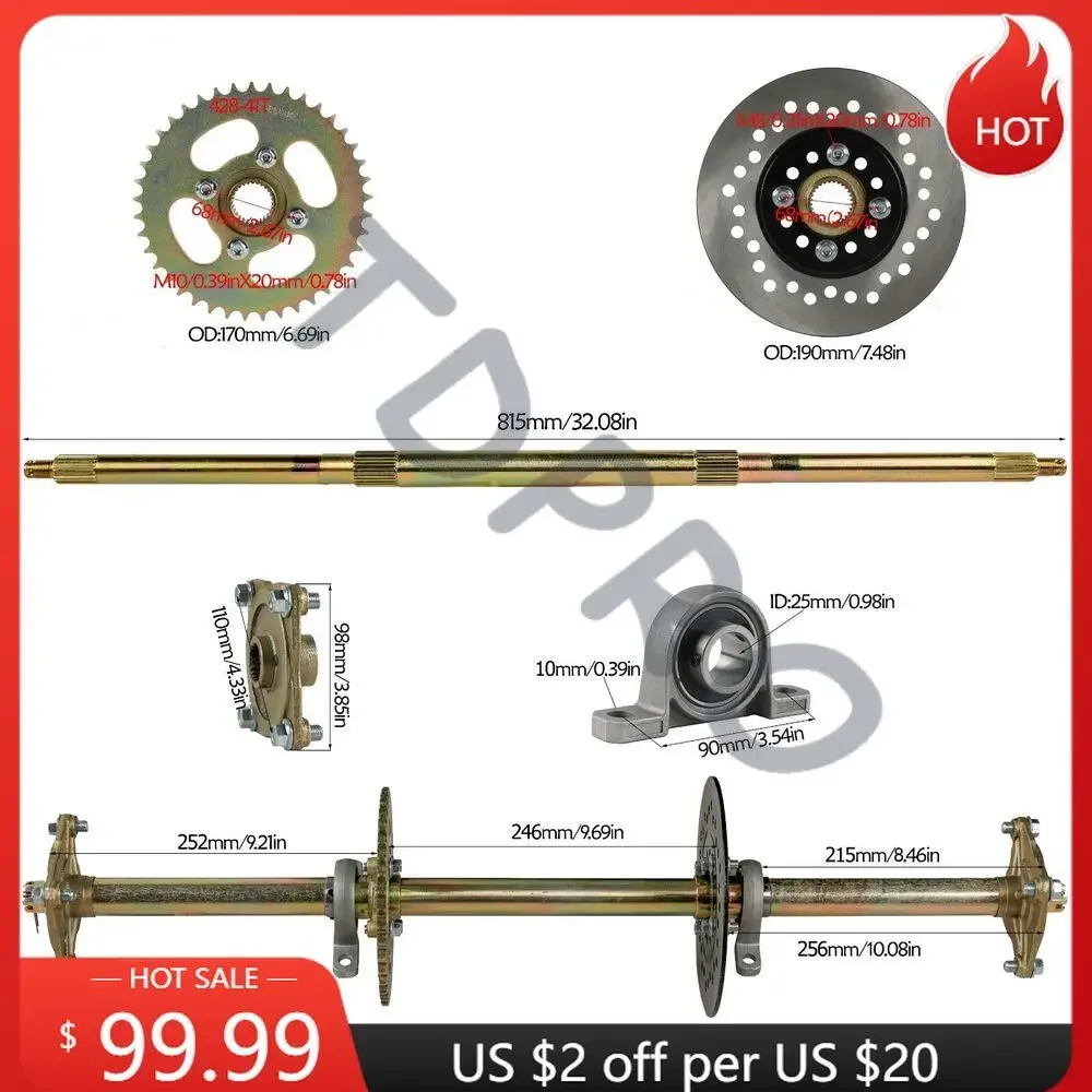 Kit de eixo traseiro TDPRO, Ro - Brake Rotor avaliação e preço
